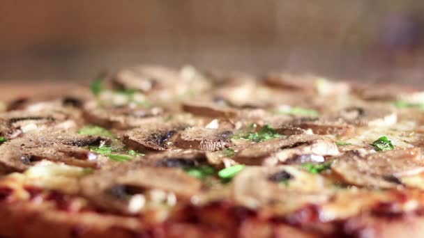 Pizza Mit Käse Und Gemüse — Stockvideo