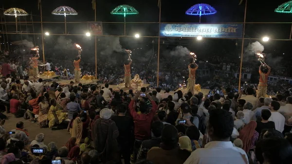 Varanasi India Marca 2019 Ceremonia Ganga Aarti Odbywająca Się Każdego — Zdjęcie stockowe