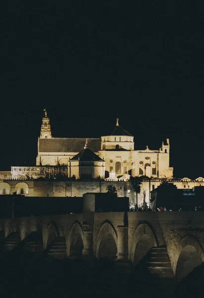 Eerie Scenery Great Mosque Dim Lights Cordoba Spain Night — 스톡 사진