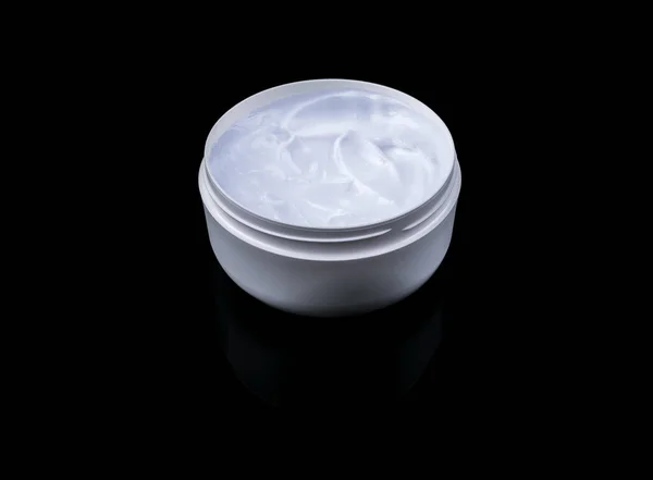 Cosmetic Cream Jar Black Background — Stock Photo, Image
