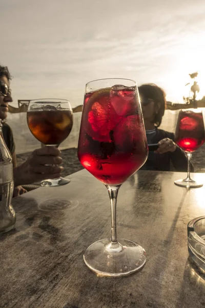 Malaga Spagna Lug 2014 Una Bevanda Estiva Fredda Base Vino — Foto Stock