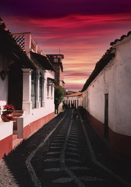 Camino Entre Edificios Piso Atardecer Taxco México — Foto de Stock