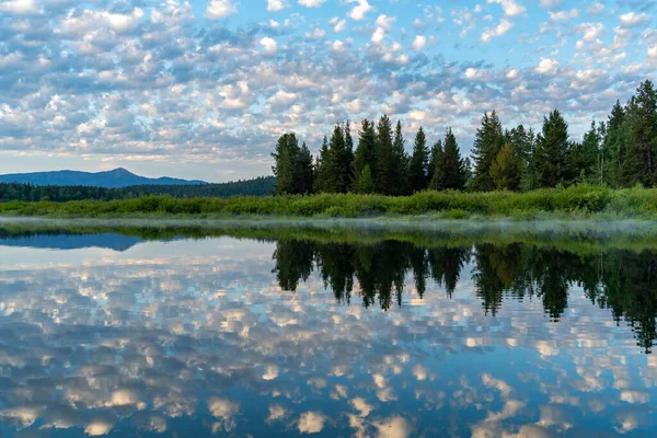 Nascer Sol Oxbow Bend Rio Snake Grand Teton National Park — Fotografia de Stock