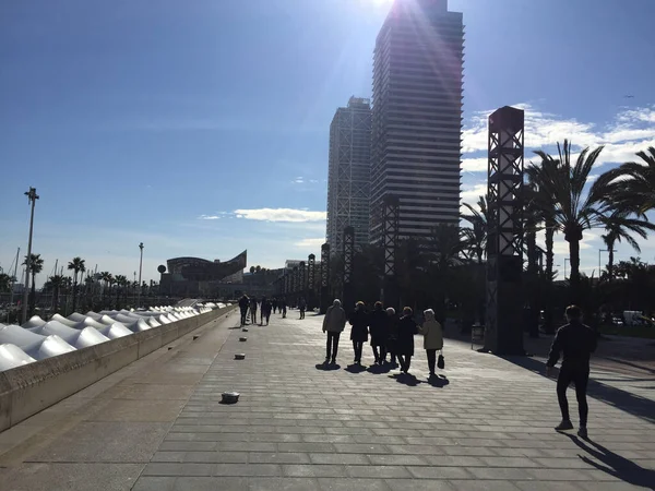 Barcelon Spain Mar 2018 Beautiful Sunny Day Spend Atmarina Port — Stock Photo, Image