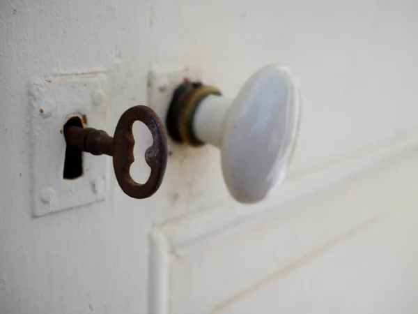 Bonita Foto Llave Vieja Una Cerradura — Foto de Stock