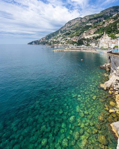 Kristallklart Vatten Amalfi Kostnad Italien — Stockfoto