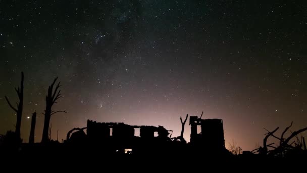 Cielo Nocturno Con Estrellas Luna — Vídeos de Stock