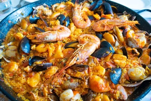 Paella Frutti Mare Piatto Tipico Spagnolo Foo Sano — Foto Stock