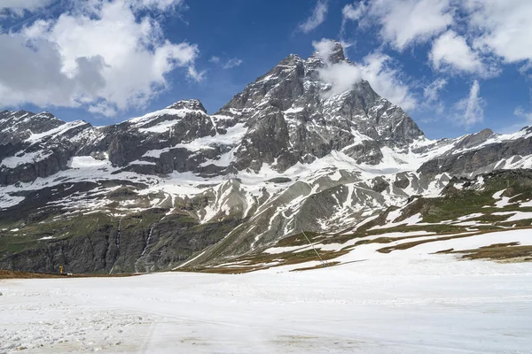 Alpenlandschap Met Imposante Matterhorn Cervino Vanaf Plan Maison Breuil Cervinia — Stockfoto