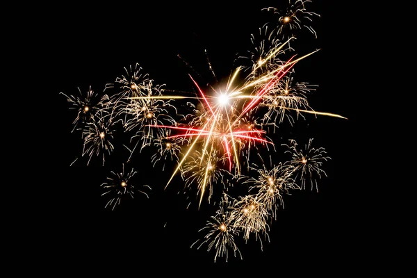 Renderelés Színes Gyönyörű Tűzijáték Egy Fekete Háttér — Stock Fotó