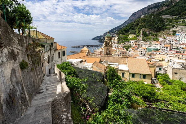 Sendero Panorámico Panorámico Que Desciende Amalfi Ciudad Más Encantadora Costa — Foto de Stock