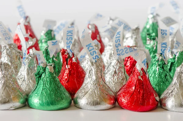 Malag España Diciembre 2015 Primer Plano American Hershey Kisses Caramelos — Foto de Stock