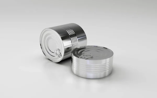 一个闪光金属罐的3D渲染 — 图库照片