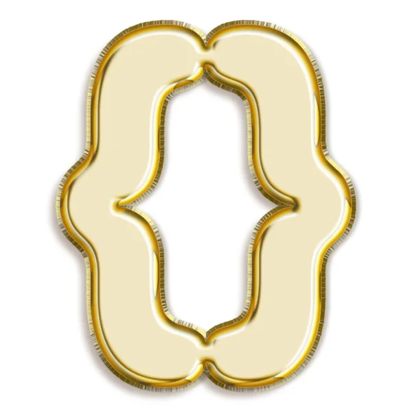 Eine Darstellung Des Goldenen Klammerzeichens Isoliert Auf Weißem Hintergrund — Stockfoto