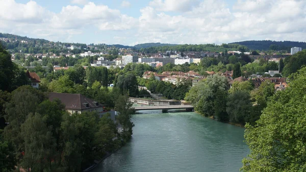 Bern Svizzera Agosto 2012 Bellissimo Scatto Aereo Ponte Costruito Fiume — Foto Stock