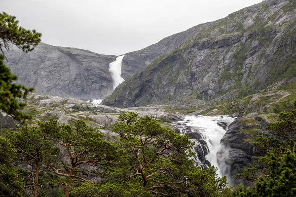 Wodospady Husedalen Kinsarvik Hardangervidda Norwegii — Zdjęcie stockowe