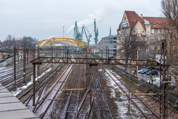 Die Eisenbahn Von Danzig Polen Winter — Stockfoto