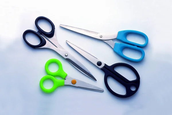 Variety Different Scissors White Surface — Stock Photo, Image