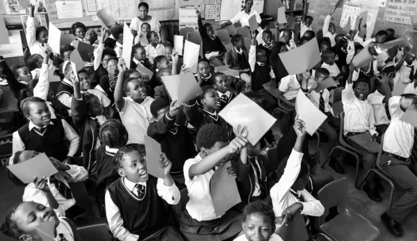 Johannesburg Sudafrica Gennaio 2021 Bambini Africani Nella Classe Della Scuola — Foto Stock