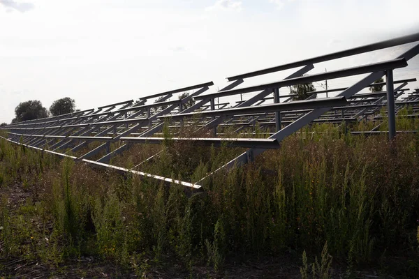 Krajina Solární Farmy Nedostatečná Výstavba Sluneční Farmě — Stock fotografie