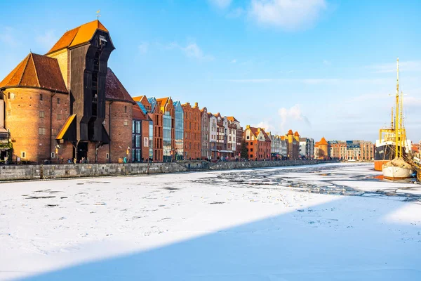 Edifícios Gdansk Danzig Cidade Portuária Costa Báltica Polônia Durante Inverno — Fotografia de Stock