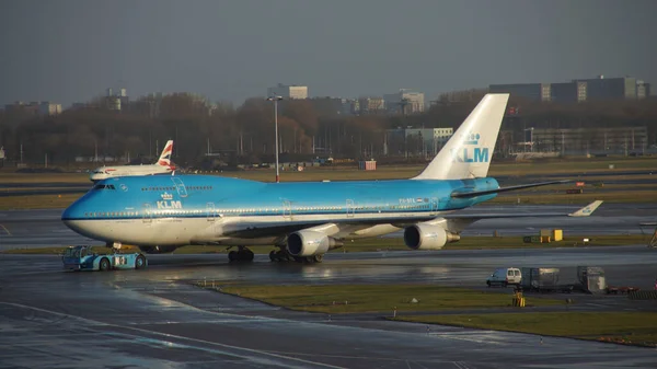 Schiphol Pays Bas Janv 2012 Grand Avion Bleu Klm Aéroport — Photo