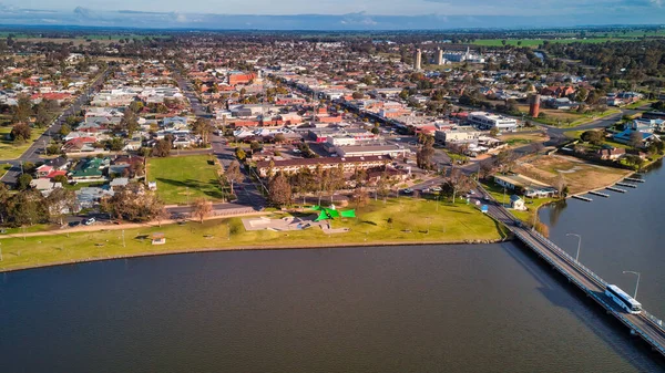 Una Toma Aérea Ciudad Yarrawonga Hacer Mulwala —  Fotos de Stock