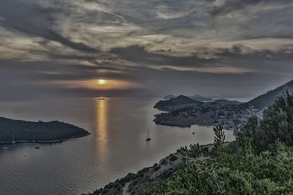 Atardecer Las Costas Marinas Proporciona Espectáculos Visuales Únicos — Foto de Stock