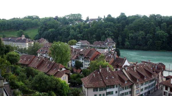 Bern Switzerland Aug 2012 Flygfoto Över Gamla Medeltida Hus Med — Stockfoto