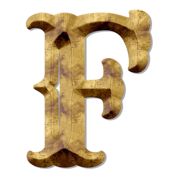 中世纪风格的白色背景下孤立的金色 字母的3D渲染 — 图库照片