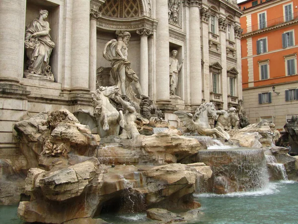 Ρωμη Ιταλια Μαρ 2014 Γλυπτά Και Αγάλματα Στη Φοντάνα Τρέβι — Φωτογραφία Αρχείου