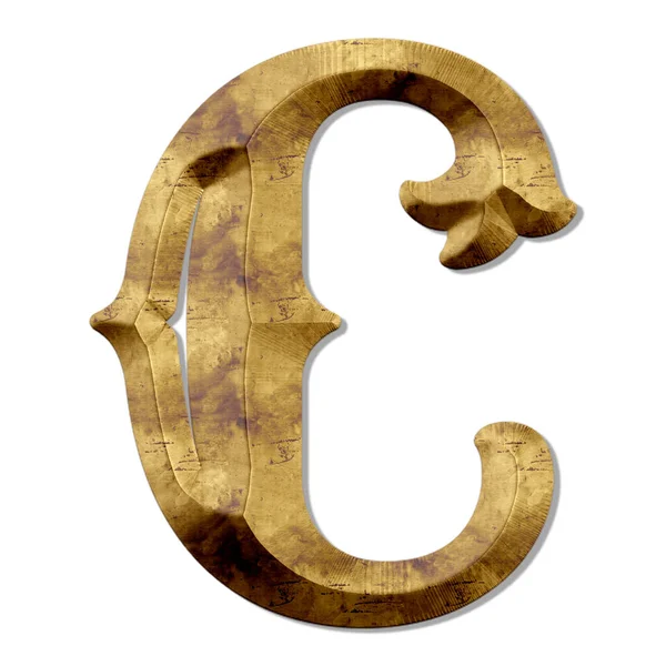 白い背景に隔離された木製の文字Cの3Dレンダリング — ストック写真