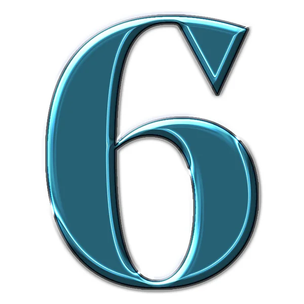 白い背景に隔離された青い数字の6つのシンボルの3Dレンダリング — ストック写真