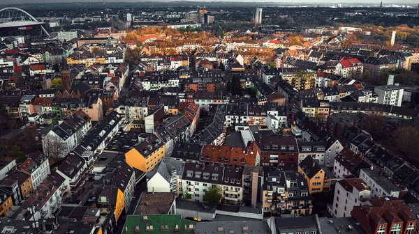 Vue Aérienne Paysage Urbain Avec Des Bâtiments Colorés Par Une — Photo