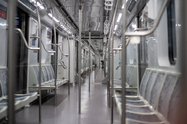 Вид Пустой Поезд Метро Изнутри — стоковое фото