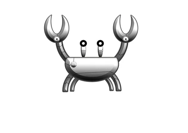 Een Illustratie Van Een Metalen Robotkrab Geïsoleerd Witte Achtergrond — Stockfoto