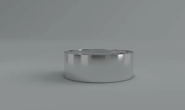灰色の表面に金属灰皿の3Dレンダリング — ストック写真