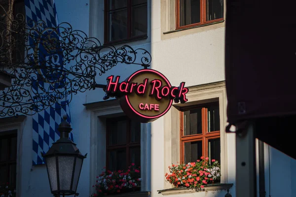 Munich Alemania Julio 2021 Logo Del Famoso Hard Rock Café —  Fotos de Stock