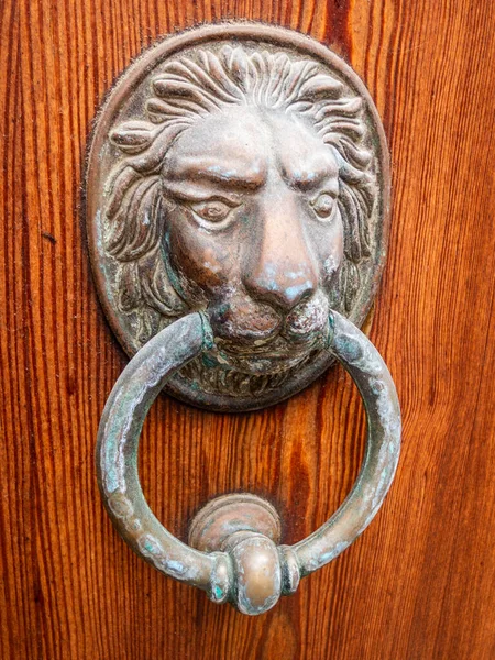 Κοντινό Πλάνο Ενός Παλιού Στομίου Μεταλλικής Πόρτας Σχήμα Λιονταριού — Φωτογραφία Αρχείου