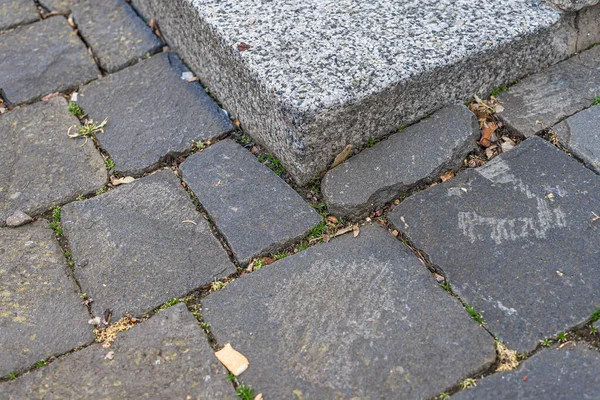 Closeup Shot Cobblestone Ground Granite Steps Park — Stock Photo, Image