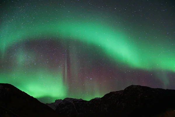 Aurore Boreali Nel Cerchio Artico Norvegia — Foto Stock