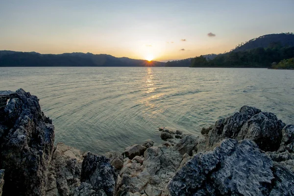 Sebuah Pemandangan Memesona Matahari Danau Ticcao Chiapas — Stok Foto