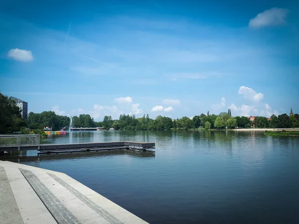 Piękny Widok Staw Sandstrand Wohrder See Norymberga Niemcy — Zdjęcie stockowe