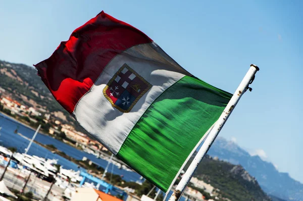 Closeup Flag Italian Navy Ships Background — Stock Photo, Image