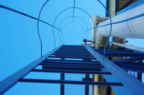 Low Angle Shot Modular Custom Stair Tower System Blue Sky — Stock Photo, Image