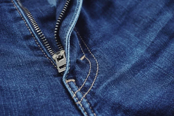 Blue Jeans Zipper Texture — Stock Photo, Image