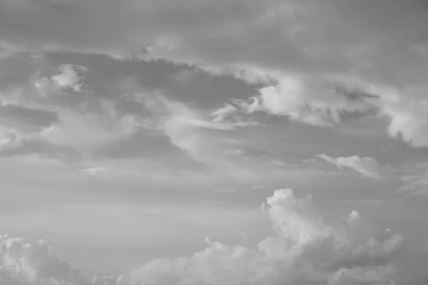 Hermoso Tiro Escala Grises Nubes Cúmulos Esponjosas Cielo Brillante Fondo —  Fotos de Stock