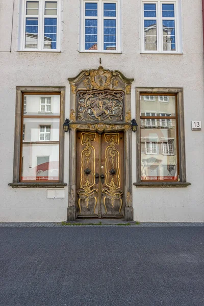 Gdansk Pologne Juin 2021 Plan Vertical Porte Bois Basilique Sainte — Photo