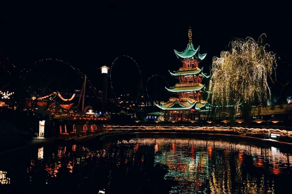 Beautiful Shiny Christmas Decorations Tivoli Gardens — Stock Photo, Image