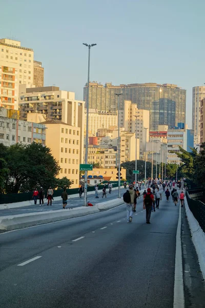巴西圣保罗市中心街道和高楼的垂直截图 — 图库照片